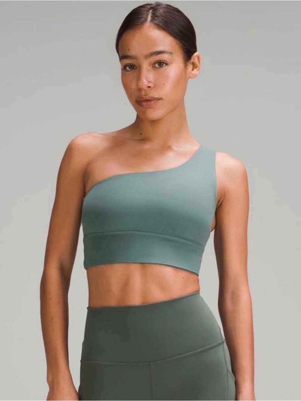 lululemon athletica Align One-Shoulder Sports Bra in Green (Medium Forest) 6